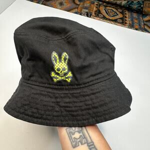 Psycho Bunny Black Neon Logo Bucket Hat